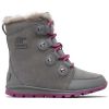 Sorel - Whitney Suede Gray/Raspberry - Youth