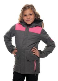 686 - Girl's Lily Insl. Charcoal/Pink Jacket